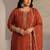 Women ethnic motifs embroidered regular chanderi silk kurta with trousers & with dupatta