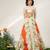 Ivory And Tangerine Orange Printed Organza Cotton Lehenga Set