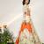 Ivory And Tangerine Orange Printed Organza Cotton Lehenga Set