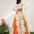 Ivory And Tangerine Orange Printed Organza Cotton Lehenga Set