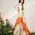 Ivory And Tangerine Orange Embroidered Organza Crepe Lehenga Set