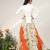 Ivory And Tangerine Orange Embroidered Organza And Nysha Silk Blazer Lehenga Set