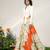 Ivory And Tangerine Orange Embroidered Organza And Nysha Silk Blazer Lehenga Set