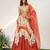 Ivory And Rust Orange Embroidered Organza Cotton Lehenga Set