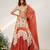 Ivory And Rust Orange Embroidered Organza Cotton Lehenga Set