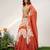 Ivory And Rust Orange Embroidered Organza Cotton Lehenga Set