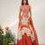 Ivory And Rust Orange Embroidered Organza Cotton Corset Lehenga Set