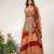 Gold And Rust Orange Embroidered Organza Velvet Lehenga Set