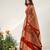 Gold And Rust Orange Embroidered Organza Velvet Lehenga Set