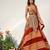 Gold And Rust Orange Embroidered Organza Velvet Lehenga Set