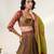 Multicolor Embroidered Organza Cotton Tissue Lehenga Set