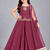 Wine embroidered georgette stitched traditional top palazzo dupatta set for girls