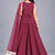 Wine embroidered georgette stitched traditional top palazzo dupatta set for girls
