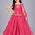 Pink embroidered georgette stitched traditional top palazzo dupatta set for girls