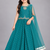 Teal embroidered georgette stitched traditional top palazzo dupatta set for girls