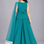 Teal embroidered georgette stitched traditional top palazzo dupatta set for girls
