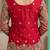 Red real chinon with embroidery work stitching salwar suit