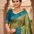 traditional green zari weaving border tassel pallu silk blend saree