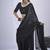 designer black heavy handwork zarkan embroidery silk blend saree
