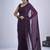 designer purple heavy handwork zarkan embroidery silk blend saree