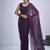 designer purple heavy handwork zarkan embroidery silk blend saree