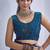 designer teal blue heavy handwork zarkan embroidery silk blend saree