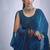 designer teal blue heavy handwork zarkan embroidery silk blend saree