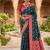 designer teal blue zari weaving meenakari tassel pallu work silk blend saree