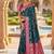 designer teal blue zari weaving meenakari tassel pallu work silk blend saree