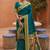 indian teal blue zari motif design meenakari work banarasi silk blend saree