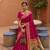 indian magenta zari motif design meenakari work banarasi silk blend saree