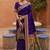 indian blue zari motif design meenakari work banarasi silk blend saree
