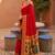 indian red zari motif design meenakari work banarasi silk blend saree