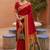 indian red zari motif design meenakari work banarasi silk blend saree