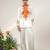 Ivory and tangerine orange printed nysha silk short kurta and pant set
