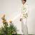 Ivory and tangerine orange printed nysha silk bandhgala with kurta and pant set