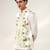 Ivory and tangerine orange printed nysha silk bandhgala with kurta and pant set