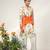 Ivory and tangerine ornage printed crepe and nysha silk kurta and pant set