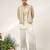 Gold and ivory embroidered tissue georgette bandhgala with kurta and pant set