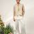 Gold and ivory embroidered tissue georgette bandhgala with kurta and pant set