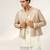 Gold and ivory embroidered tissue georgette bandhgala with kurta and pant set