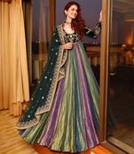 Multicolor velvet designer anarkali gown