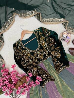 Multicolor velvet designer anarkali gown 3