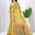 Womens elegant lemon green  cotton silk saree with golden zari border, pallu with blouse