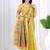 Womens elegant lemon green  cotton silk saree with golden zari border, pallu with blouse