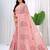 Womens elegant baby pink  cotton silk saree with golden zari border, pallu with blouse