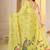 Womens elegant lemon green  cotton silk saree with golden zari border, pallu with blouse