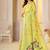 Womens elegant lemon green  cotton silk saree with golden zari border, pallu with blouse