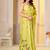 Womens elegant lemon green  cotton silk saree with golden zari border, pallu with blouse
