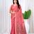 Womens elegant peach pink  cotton silk saree with golden zari border, pallu with blouse